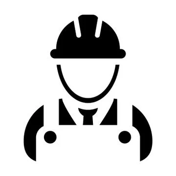 Construction worker icon vector male service person profile avatar with hardhat 스톡 일러스트