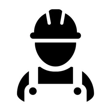 Construction worker icon vector male service person profile avatar with hardhat Stock Illustration