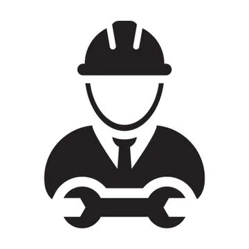Construction worker icon vector male service person profile avatar with hardhat Illustrazione stock