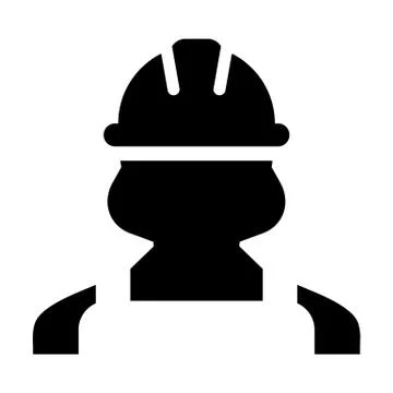 Construction Worker Icon - Vector Person Profile Avatar With Hard hat Helmet  Stock Illustration