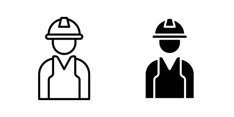 Construction worker icon vector template set in black Stock Illustration