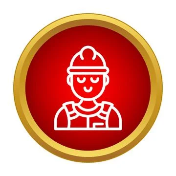 Construction worker icon wearing hard hat and safety vest Stock Illustration