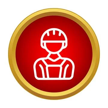 Construction worker icon wearing safety helmet and overalls Stock Illustration