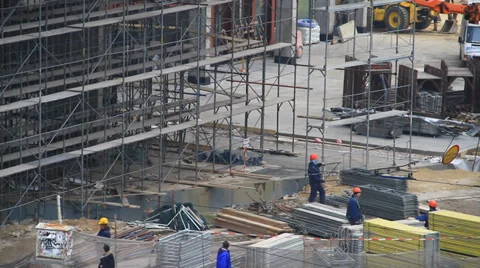 Construction Worker Industry Site Building Development Stock Footage 34995074