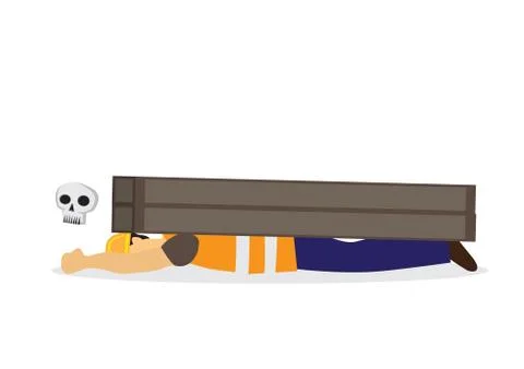 Construction worker injured during working. Concept of work accident. Stock Illustration