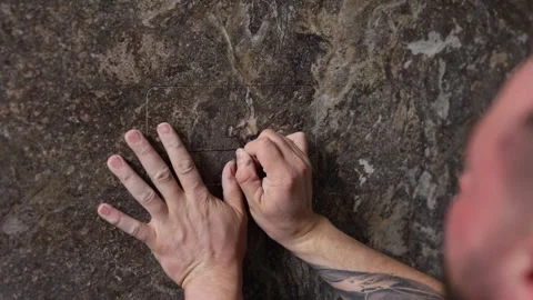 Construction Worker Installing Marble Wall Tiles Stock Footage 345680592