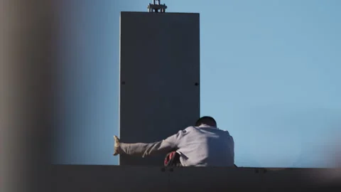 Construction Worker Installing Structural Panel at Building Site Stock Footage 336048780