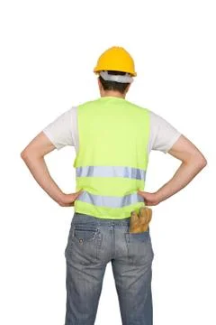 Construction worker isolated on white background. Stock Photos