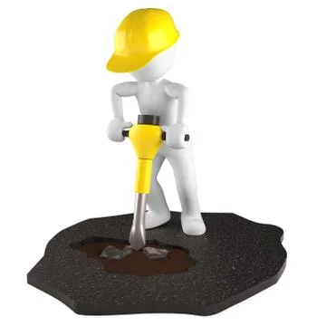 Construction worker with jackhammer Stock Illustration