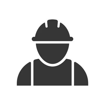 Construction Worker Labor Flat Black Icon Vector Stock Illustration