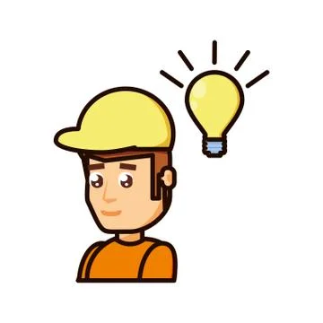 Construction worker with light bulb Stock Illustration
