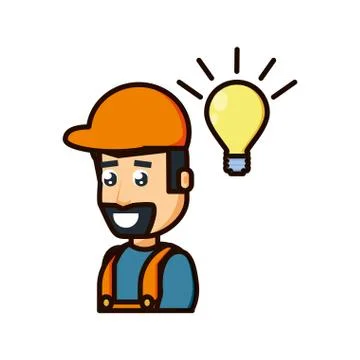 Construction worker with light bulb Stock Illustration