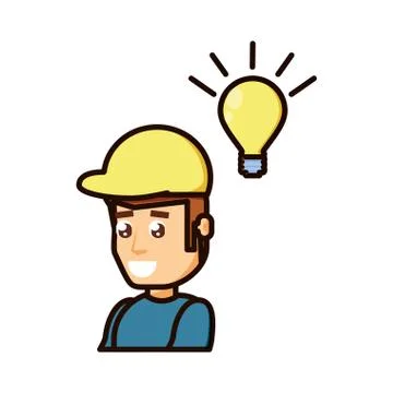Construction worker with light bulb Stock Illustration