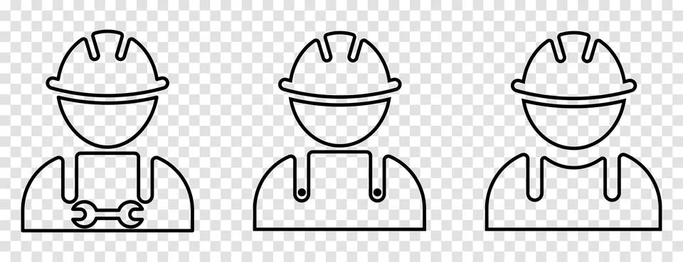 Construction worker line icon Stock Illustration