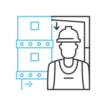 Construction worker line icon, outline symbol, vector illustration, concept sign Stock Illustration