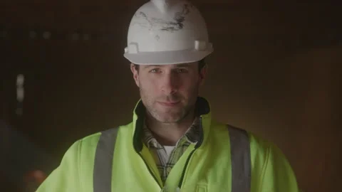 Construction Worker Looks Ahead Stock Footage 270388797