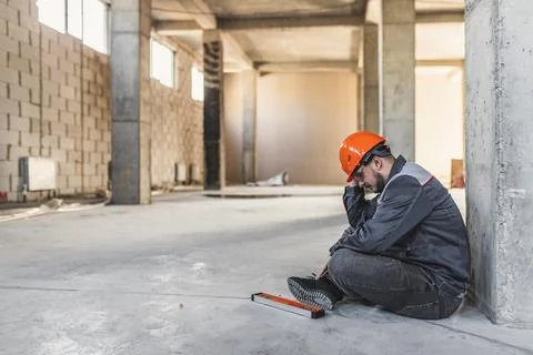 A construction worker made a mistake and made a mistake with the dimensions, he Stock Photos