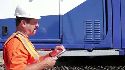 Construction worker making notes on clipboard Stock Footage 11810257