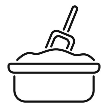 Construction worker is mixing concrete in a bucket using a trowel イラスト素材