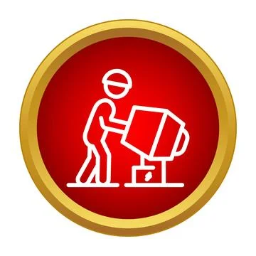 Construction worker operating concrete mixer icon design Stock Illustration