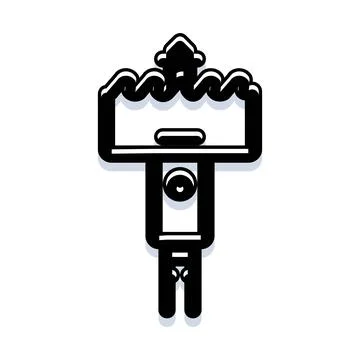 Construction worker operating demolition jackhammer tool icon イラスト素材
