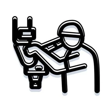 Construction worker operating jackhammer machine industrial tool Stock Illustration