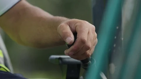 Construction worker operating machinery Stock Footage 76735627