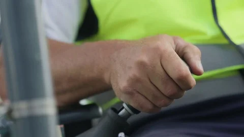 Construction worker operating machinery Stock Footage 76735705