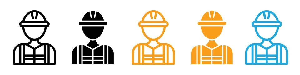 Construction Worker or employee icon. labor workforce with safety helmet se.. Illustrazione stock