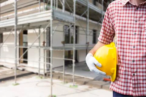A construction worker or foreman at a construction site Stock Photos
