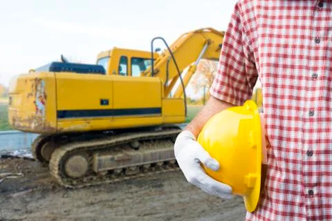 A construction worker or foreman at a construction site Stock Photos