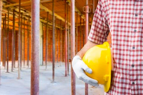 A construction worker or foreman at a construction site Stock Photos