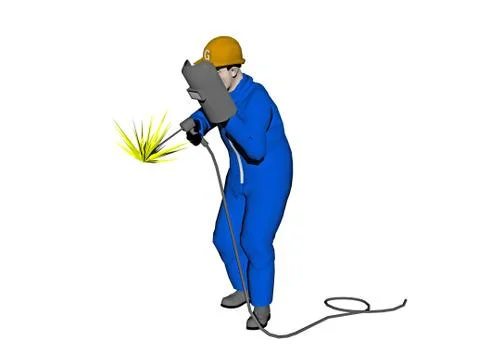 Construction worker with overalls and yellow hard hat Illustrazione stock
