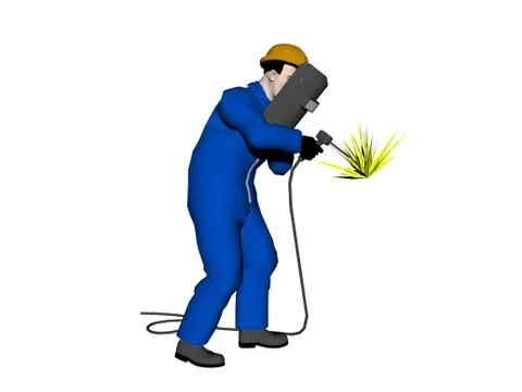 Construction worker with overalls and yellow hard hat Illustrazione stock
