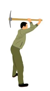 Construction worker with pickax  vector illustration isolated Stock Illustration