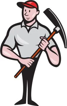Construction Worker Pickaxe Cartoon Stock Illustration