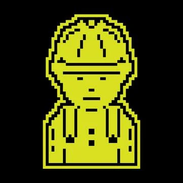 Construction worker Pixel silhouette icon in protective helmet. Protective .. Stock Illustration