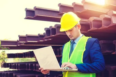 Construction Worker Planning Contractor Checking  at site gas, oil, energy an Stock Photos