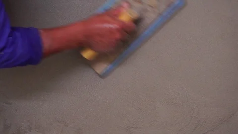 Construction worker plaster cement wall  Stock Footage 112949067
