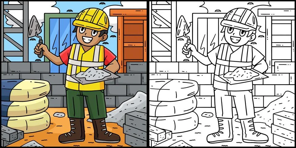 Construction Worker with a Plaster Illustration Stock Illustration
