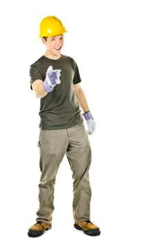 Construction worker pointing Stock Photos