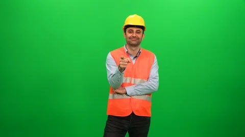 Construction Worker Points Finger at Camera Stock Footage 88652905