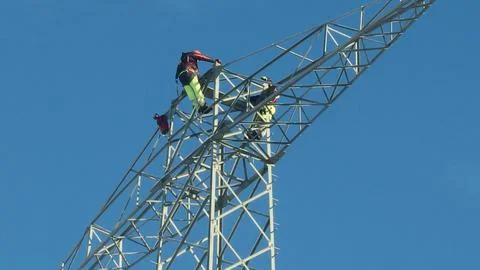 Construction Worker Power Pole Stock Photos