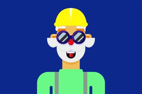 Construction worker profile flat design vector illustration Stock Illustration