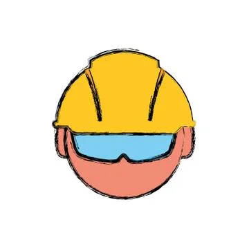 Construction worker profile Illustrazione stock
