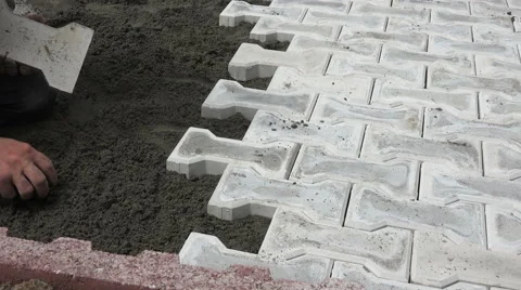 Construction worker putting pavement old school 4K Stock Footage 68165618