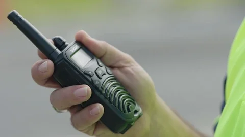 Construction worker on radio Stock Footage 76735528