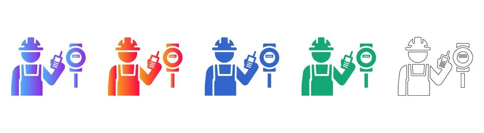 Construction Worker with Radio Icon Illustrazione stock