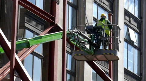 Construction worker on a raised platform Stock Footage 37231108
