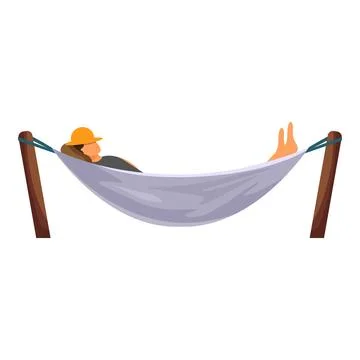 Construction worker relaxing in hammock after work Stock Illustration